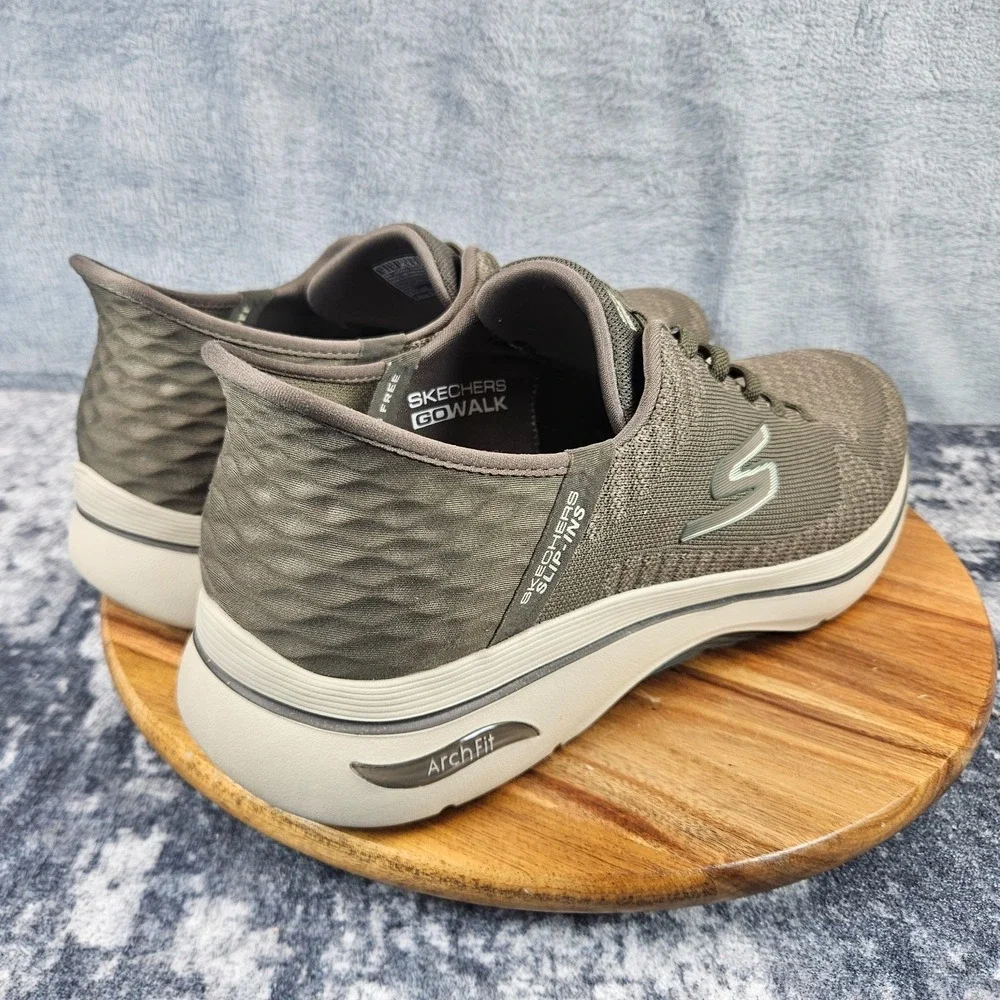 Skechers GO Walk Slip-Ins Arch Fit Shoes Mens 12 Taupe Slip On Walking Sneakers